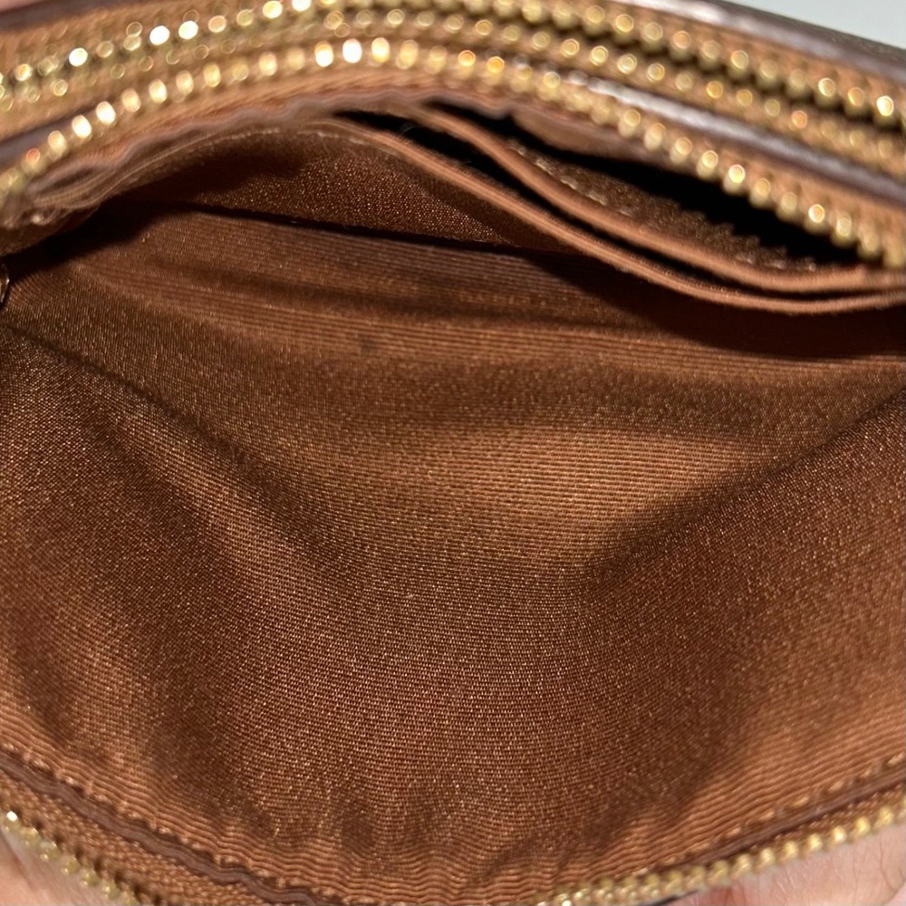 Coach F66506 Signature Wristlet Brown Tan Zip Pouch Wallet Clutch EUC - Picture 5 of 5